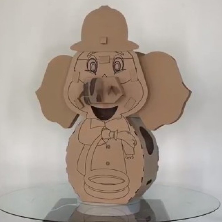 Child Cardboard Elephant animals can be worn by firemen Kindergarten handmade cardboard boxes DIY parent-child assembly painted