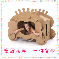 Childrens toy house girls cardboard house girl Crown Flower Princess carton parent-child DIY handmade paint