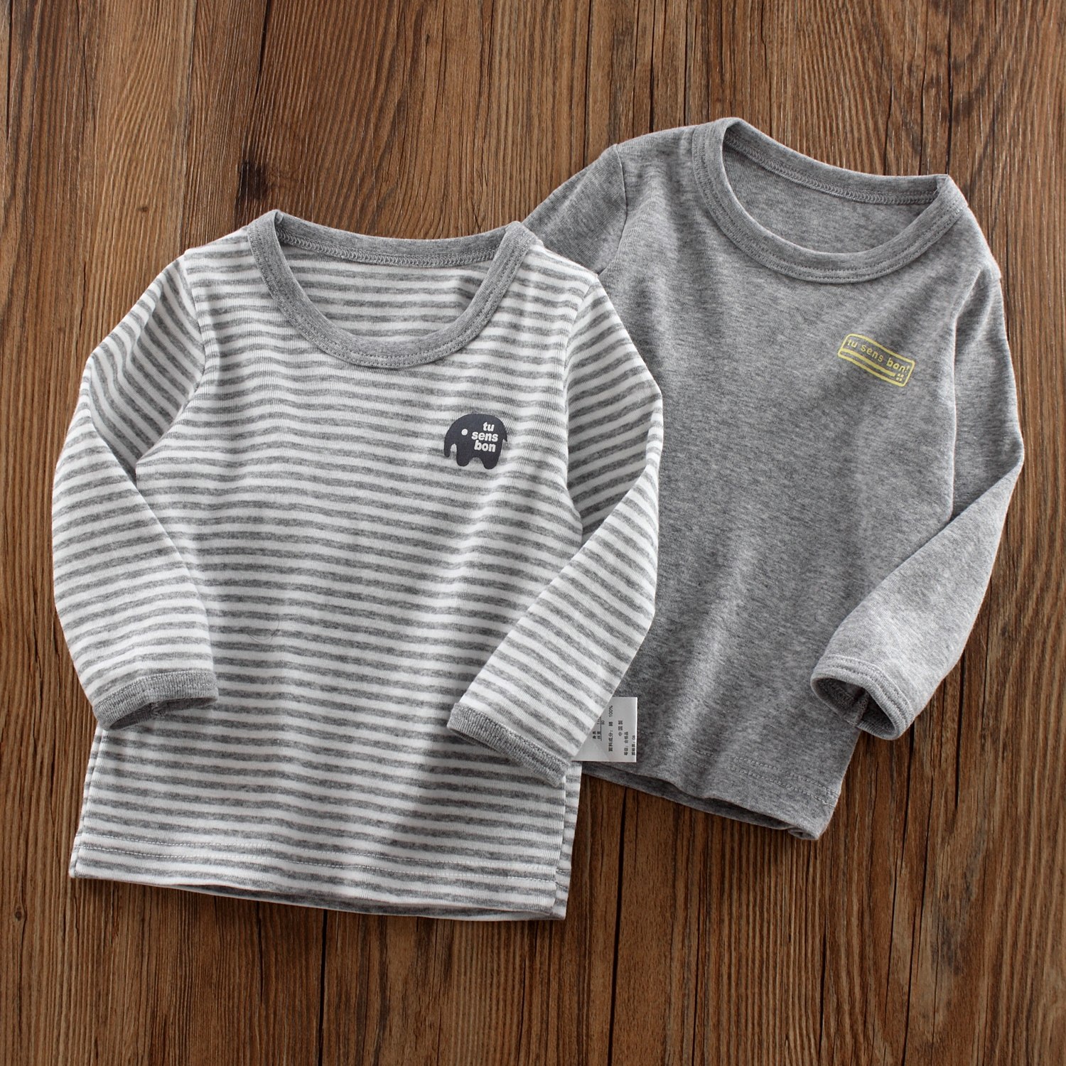 2 PCs Boys' long sleeve T-shirt autumn clothes cotton Japanese baby boy stretch thin baby base shirt pajamas