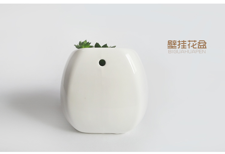 Sáng tạo gốm trắng treo tường chậu hoa nhỏ treo tường gốm treo tường thịt hoa chậu thủy canh - Vase / Bồn hoa & Kệ bình hoa con công