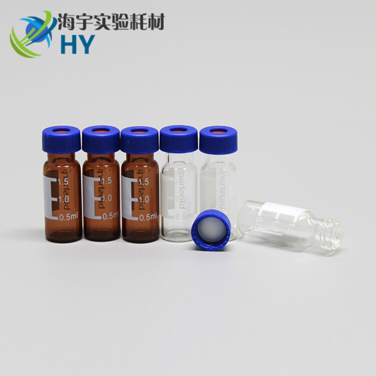 1 5ml 2ml transparent chromatography in sample bottle liquid phase screw mouth in sample bottle red and white silicone cover cushion 100 sets
