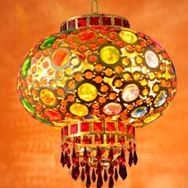 Colorful red blessing lantern Balcony door 2021 rotating lantern Wedding happy word New Year LED entrance chandelier