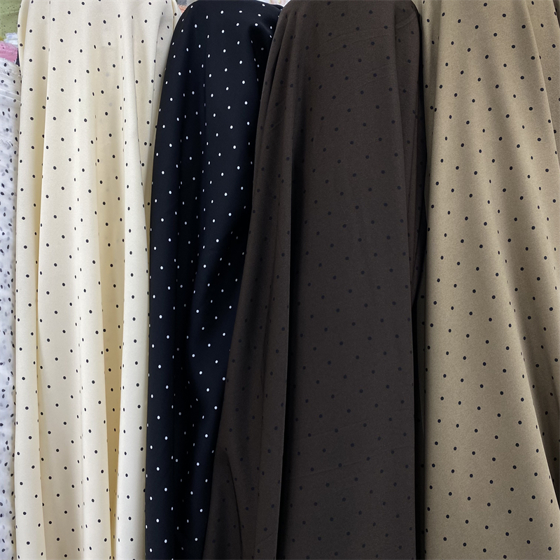 Polka Dot Printed Fabric for Making Wide-Leg Pants, Shirts, Dresses, Jumpsuits, Belts, and Plain Satin Fabric
