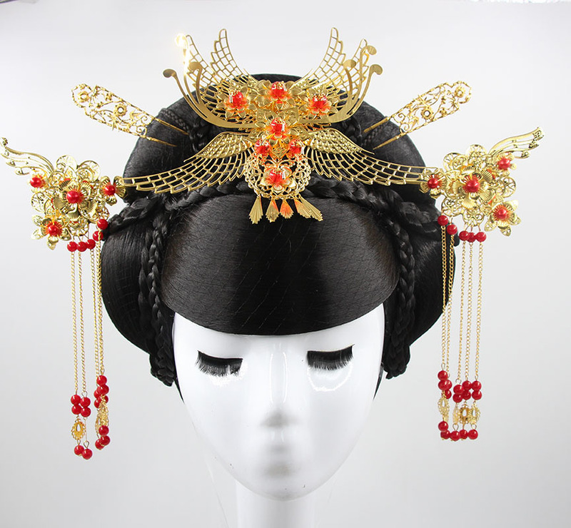 Ancient-Style Noble Concubine Wig Set, Full Head Wig for Stage Cross-Dressing Performances, Noble and Luxurious Headpiece, Queen Wig Set Ancient-Style Noble Concubine Wig Set, Full Head Wig for Stage Cross-Dressing Performances, Noble and Luxurious Headpiece, Queen Wig Set