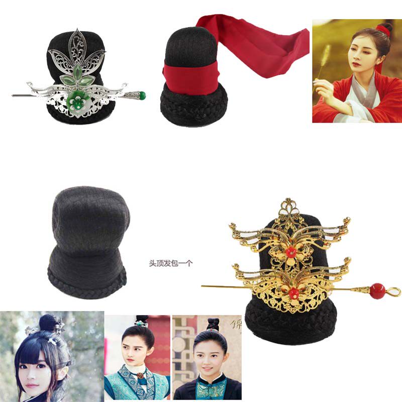 Ancient children little bun men anti-colloquial old style lady hair old bun old man's book wig