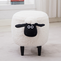 Creative lamb Sean shoe stool low stool makeup stool home shoes stool dressing stool dressing stool storage solid wood dismantling footstool