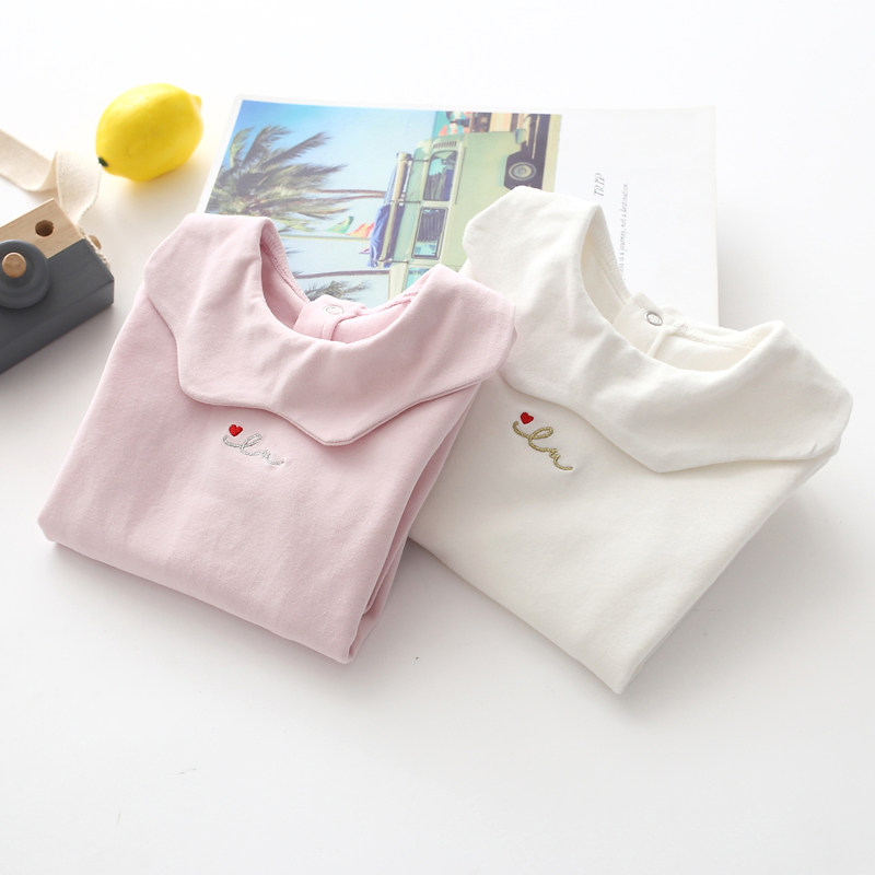 Girl Beating Undershirt Pure Cotton Baby T-Shirt Long Sleeve Turtlenecks Spring Autumn Inside a Korean version of baby clothes Children's doll Shirt