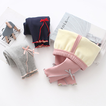 Girls plus velvet pants autumn and winter baby warm pants cotton open file 1-3 years old slim body wear baby leggings thin velvet