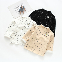 Girls plus velvet base shirt foreign atmosphere wear baby warm inside cotton collar thick T-shirt baby autumn and winter coat