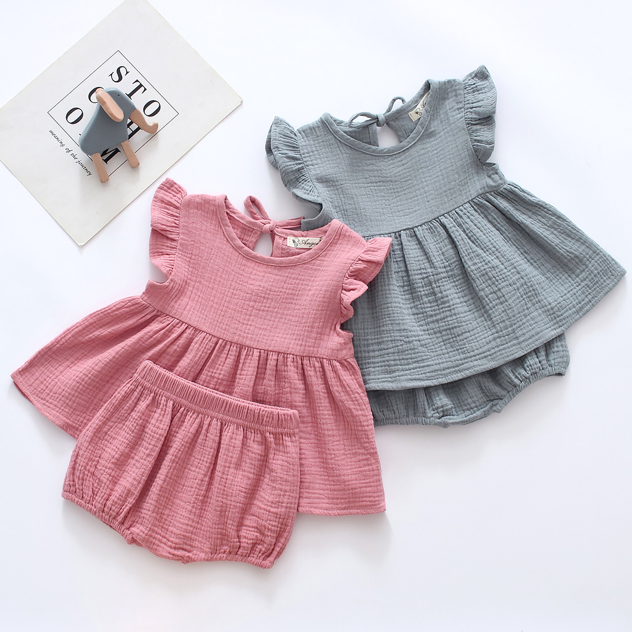 Girls Doll Shirt Summer Baby Pure Cotton Short Short Short Short Kids Han Baby Kids Dress Town Gas