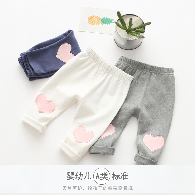 Baby girl pants spring and autumn outside wear foreign style girls' inner pants pure cotton open file white baby children's pants big PP