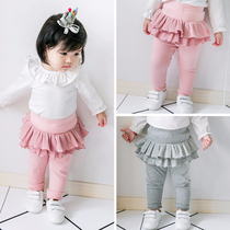 Girls culottes Spring and Autumn Pure Cotton Baby Pants Fake Two Infant Childrens Pants Wear Foreign Skirt Pants