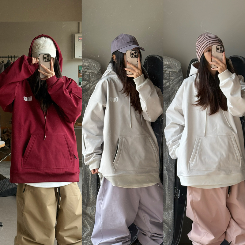 Shen Xiaoxian Doceshen Waterproof and Windproof Fleece-Lined Softshell Hooded Sweatshirt Oversized for Snowboarding and Skiing