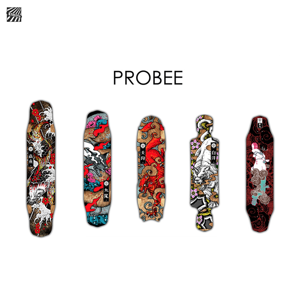 1985 skate-shop-PROBEE long board surface painting female nine-tailed sky dog white Jersey Versatile Flat Flower Speed Dance Board DC