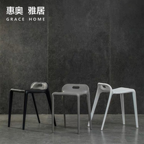 Bench household adult strong and thick Nordic folding dining chair plastic stool non-slip bottom foot silicone restaurant extra stool