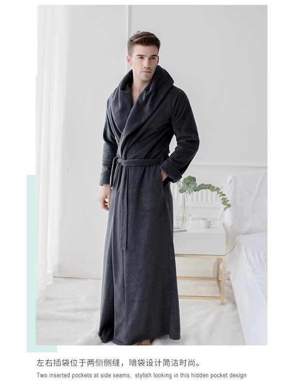 Bảy sợi mà không nhuộm nhuộm đôi nam nữ Bắc Âu kéo dài đến gót chân cộng với áo ngủ dài áo choàng dài mùa đông áo choàng tắm dịch vụ nhà