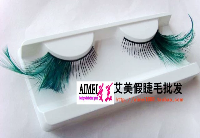 Sân khấu catwalk giả trang ảnh nghệ thuật phóng đại lông mi giả lông mắt đuôi dài màu xanh đậm Y161 - Lông mi giả