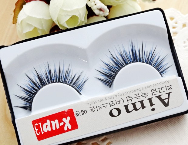 AIMO Nhật Bản cứng lông mi giả tự nhiên dày lộn xộn chéo X-UP13 màu xanh gợi cảm đan xen 20 trả kích mí keo