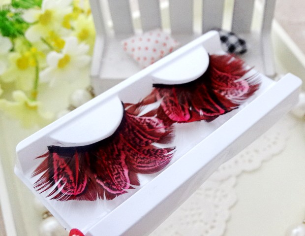 Lông mi giả phóng đại nghệ thuật sân khấu biểu diễn phong cách sáng tạo với rượu vang viền đỏ lông mi trên Y207 - Lông mi giả keo dán mi giả