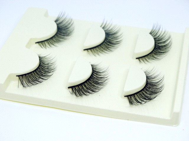 3D nhiều lớp lông mi giả thực tế nhiều lớp, mắt nữ thuôn dài, trang điểm màu nude tự nhiên, lông mi giả keo dán mi giả