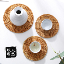 Creative hand-woven Vietnamese rattan tea cup mat insulation table plate mat tea ceremony