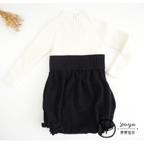 66 do not return Bud Bud baby Vio 19AW girl splicing pit high waist knitted conjoined