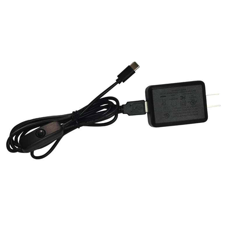 Raspberry Pi 4B Gen 4 Board Charging Source Adapter 5V 3A Type-C with polka dot key switch cable