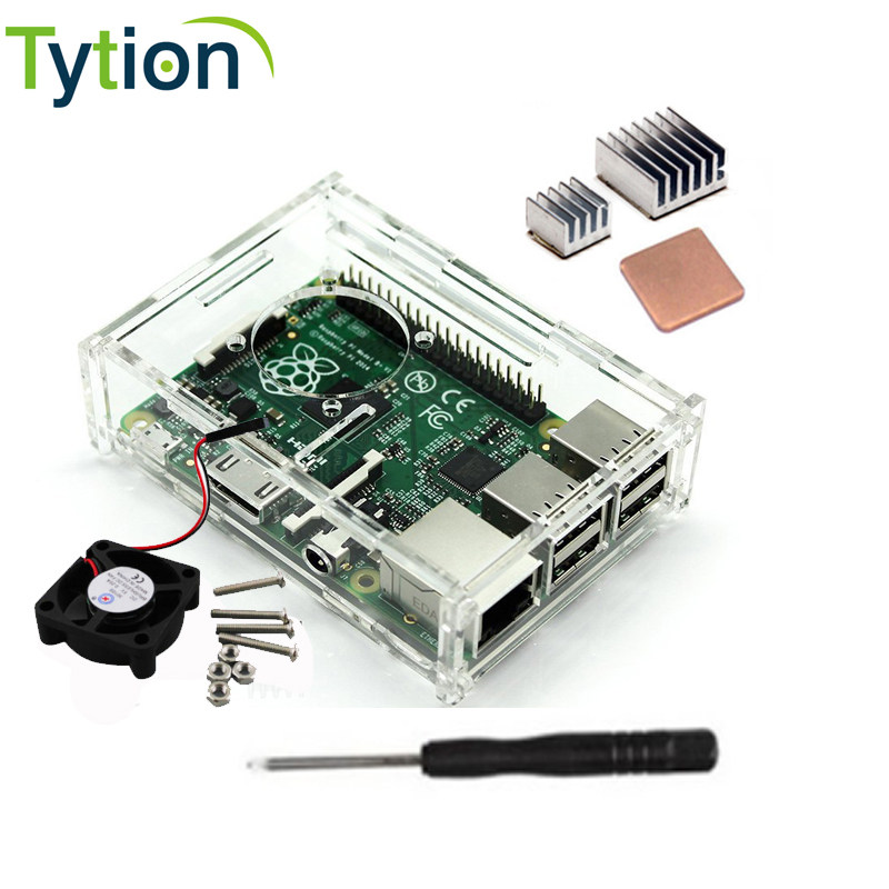 Raspberry Pi 3B 3b Universal Acrylic 6-Piece Assembled Case Compatible with Fan Mount Box with Heat Sink