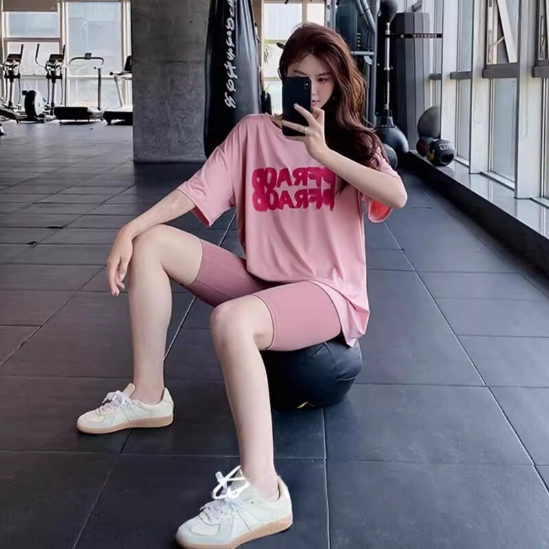 Milan Style Mdcw Sports Suit for Women, Summer Large Size Loose Slimming Short-Sleeved Quick-Drying Clothing, Professional Fitness Training Clothing Milan Style Mdcw Sports Suit for Women, Summer Large Size Loose Slimming Short-Sleeved Quick-Drying Clothing, Professional Fitness Training Clothing