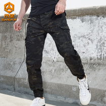 Spring and autumn tied foot tactical pants Mens functional waterproof slim special forces military fan training nine-point pants outdoor overalls