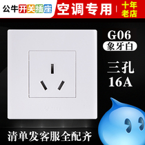Bull 16A high-power water heater three-plug three-pole air conditioner dedicated 16-A power household switch socket panel