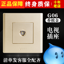 Bull 86 cable TV closed-circuit socket home concealed wall TV panel TV power plug 06 gold