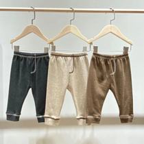 Right son youuuzi Autumn New Korean baby newborn baby spring and autumn pants bright line leggings autumn