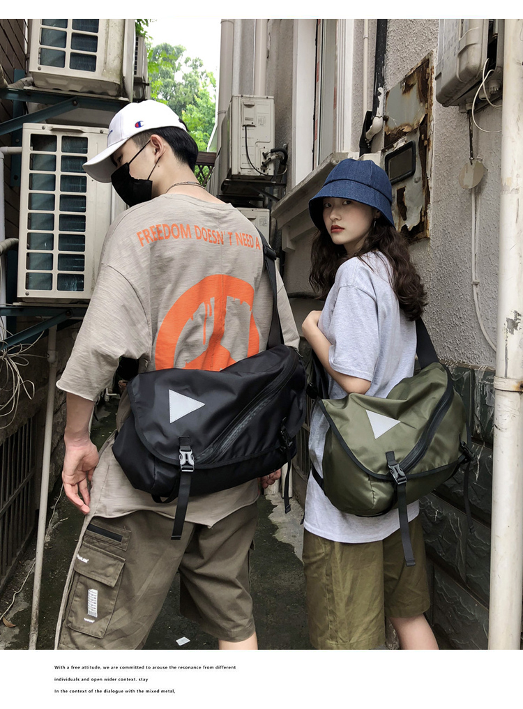 Tide thương hiệu dung lượng lớn Messenger túi nam và nữ đường phố hip hop Gói chức năng trong túi đeo vai dụng cụ túi đi học - Túi của con người túi xách nữ hàng hiệu