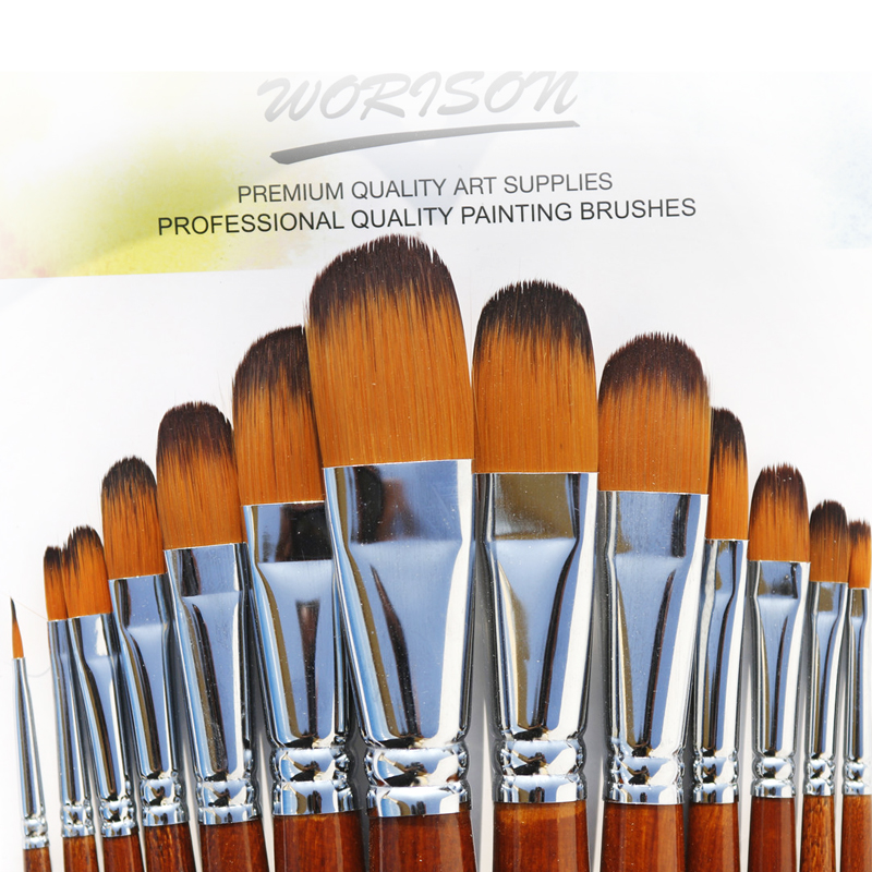 Hua Yun Nylon round head flat head acrylic oil painting pen set Watercolor Watercolor pen Art painting calligraphy pen 13 sets