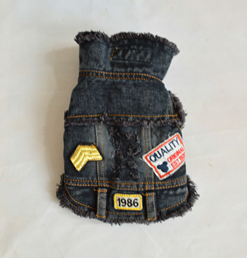 Bei thú cưng chó quần áo retro trầy xước cá tính denim vest nhỏ mùa xuân và mùa thu mùa thu Teddy gấu gấu trang phục thú cưng VIP - Quần áo & phụ kiện thú cưng nón bảo hiểm cho mèo