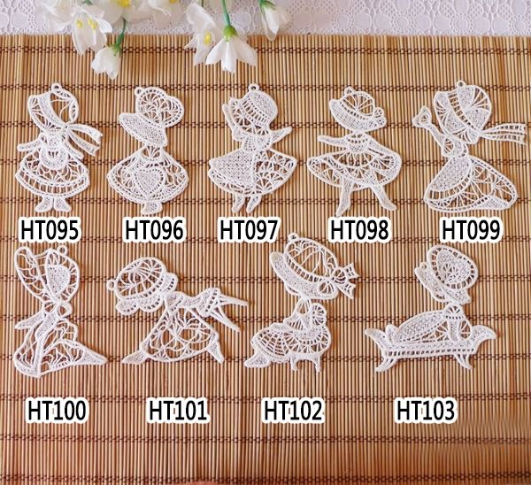 Handmade DIY Material Fiberglass Lace Embroidered Bouquet Sticker HT095-HT103