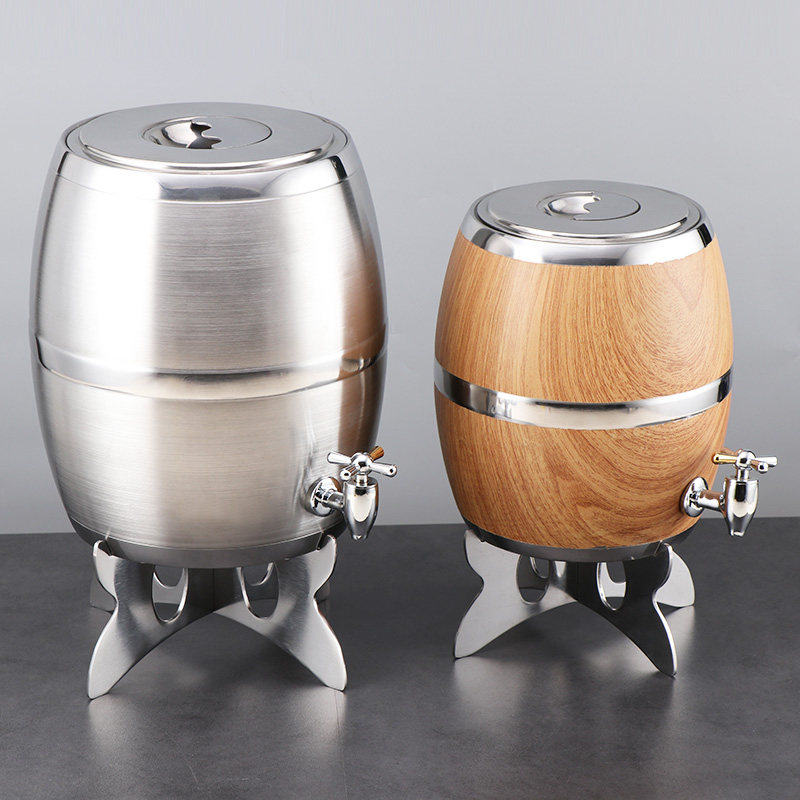 Bar beer barrel stainless steel draft beer barrel fresh beer barrel raw beer cannon barrel red wine barrel double layer insulation belt faucet