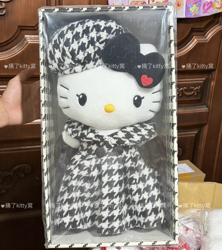In-Stock Sanrio 2025 Birthday Limited Edition Hello Kitty Houndstooth Cape Plush Toy
