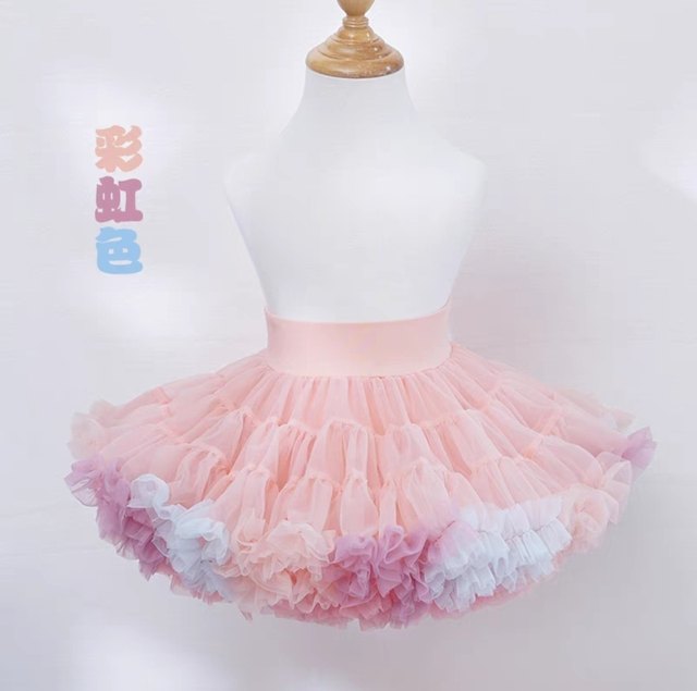 Rainbow color ice cream princess tutu skirt ສໍາລັບເດັກຍິງ tutu baby mesh skirt short skirt