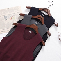 (Good clearance) Mens polished thickening plus velvet velvet acrylic self-heating warm vest without trace plus underwear