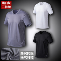 (Three Loaded) Cellular Mesh T-shirt (Ventilation Tech) Ice screen hole sports short sleeves ultra-thin elastic