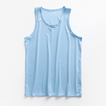 (Ice Sensation Mesh) Summer Mens Ice Silk Mesh Vest Round Collar Narrow Shoulder Width Shoulder Hole High Bomb Sashimi