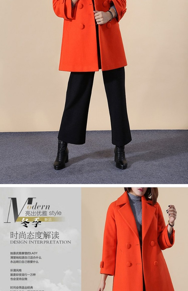 Đặc biệt hàng ngày mùa thu và mùa đông áo khoác cashmere của phụ nữ áo khoác len dài đôi ngực áo khoác nữ phù hợp với cổ áo dày - Trung bình và dài Coat áo khoác adidas nữ