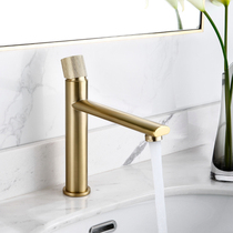 Nordic light luxury brass brushed gold bathroom basin faucet washbasin single hole rotatable hot and cold faucet