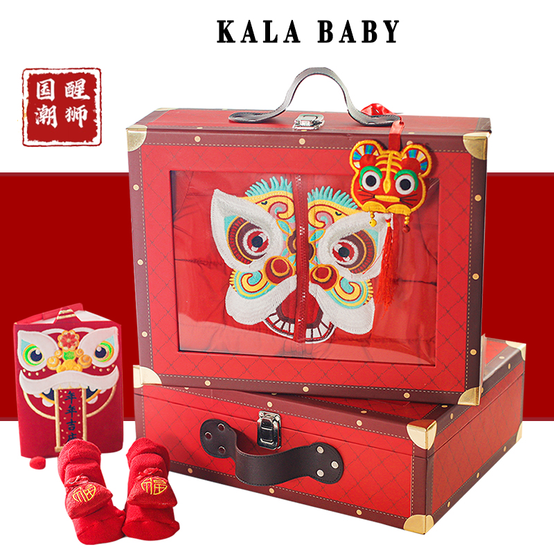 Baby gift box Spring red Chinese style full moon gift baby 100 days newborn supplies Clothes Tang dress gifts