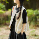 Gujia literary round neck cotton and linen casual vest buttoned stacked sleeveless jacket for women 2026 spring new style