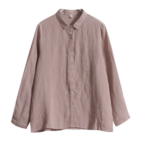 Gujia produced literary cotton linen shirt women's new top design sense niche loose long-sleeved linen shirt