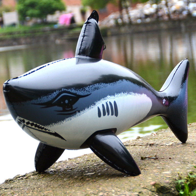Large inflatable shark simulation shark toy inflatable animal PVC inflatable toy decorative props 80CM