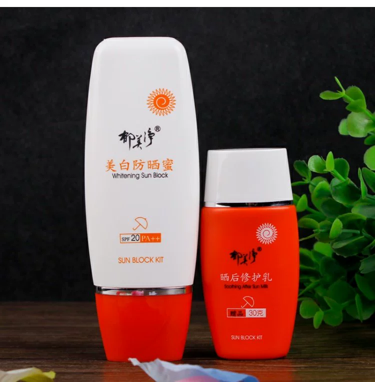 Kem chống nắng làm trắng da Yu Meijing Mật ong 60gSPF20 + Sau khi sửa chữa mặt trời Lotion 30g Kem chống nắng cách ly Set mùa hè kem chống nắng dành cho da dầu